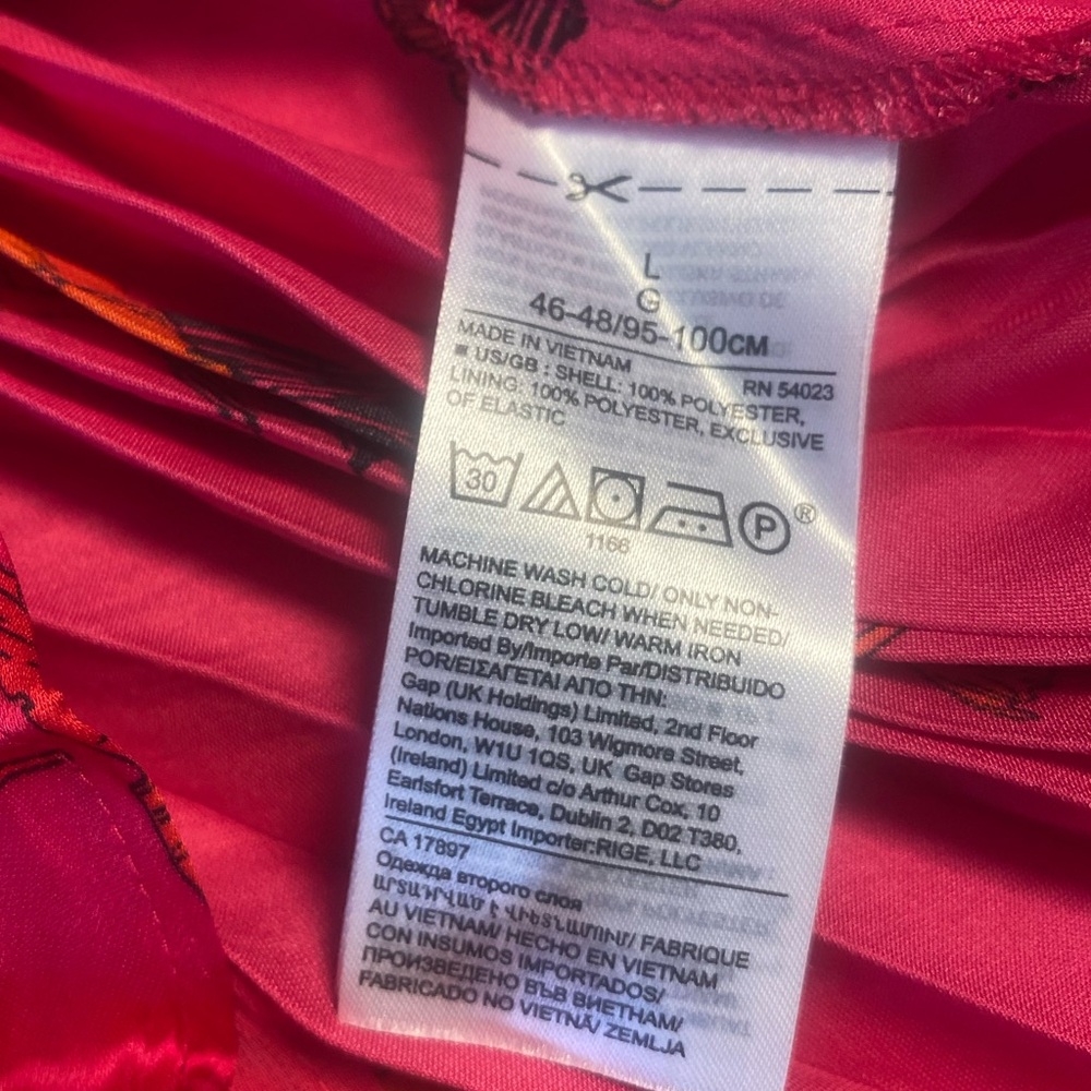 Large Banana Republic Floral Satin Pleated Midi Skirt Size Hot Pink, Flowy - Picture 11 of 13